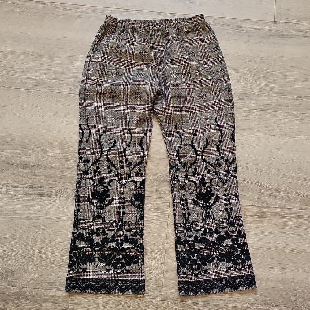 Leopard Daisy Vintage Y2K Plaid and Floral Patterned Pants Kids Size 6